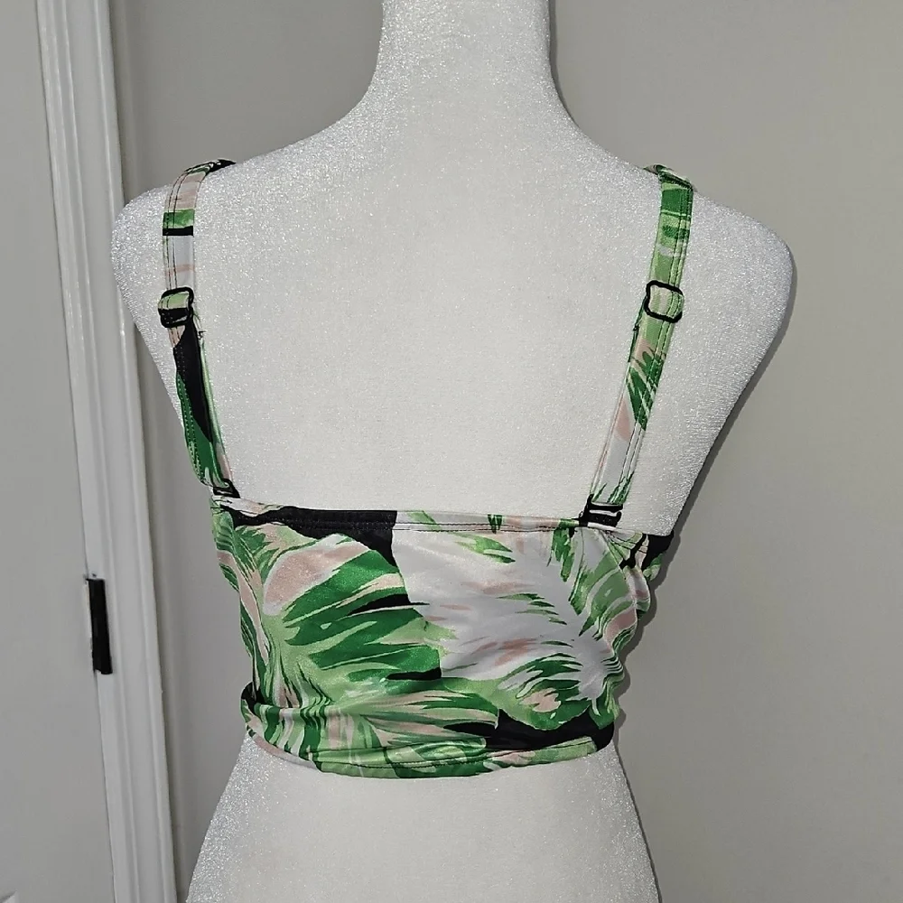 Swim By Cacique Women's Green Palm Print Lightly Lined Balconette Bikini Top - Picture 8 of 8
